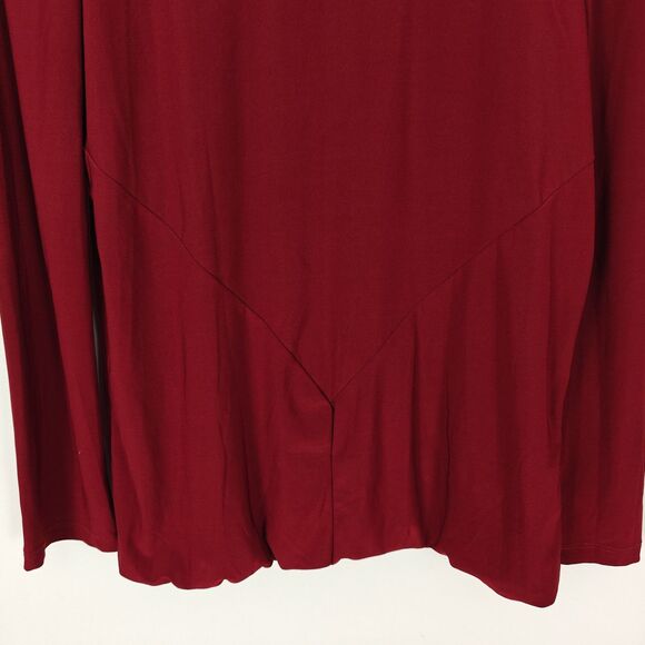 Adrienne Vittadini Rutched Shoulder Bubble Hem Dark Red Blouse Size M Flowy Chic - Picture 6 of 8